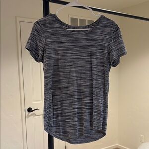 Women's Black and Gray Striped Top